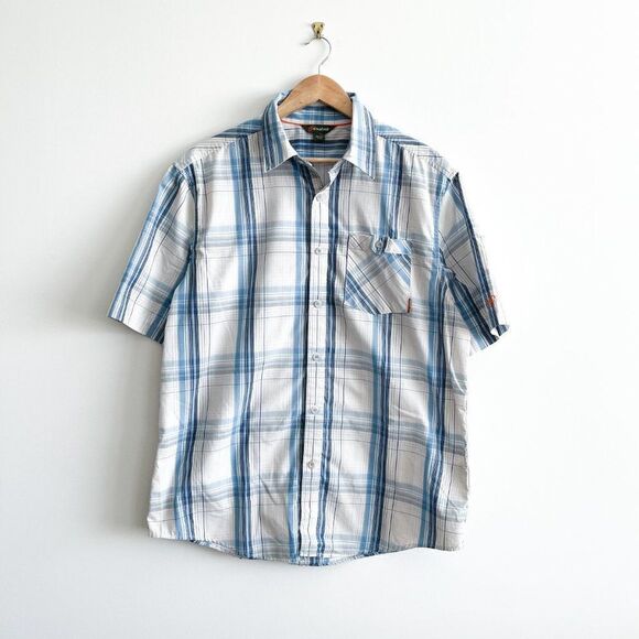 Cloudveil Mens Shirt Casual Button Down Regular Fit Plaid Short Sleeved Large - Picture 1 of 9